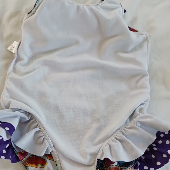 Millie Loves Lily, Baby One Piece, Swimsuit, Ruffled UPF 50 Lined Turtles Summer - Picture 6 of 7